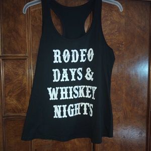 Black Racer Back Tank Top Rodeo Days & Whiskey Nights